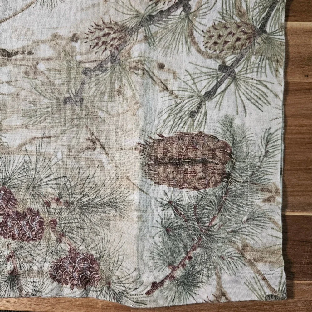 Pottery Barn Pine Cone Bird Linen Cotton Napkins Set of 7 Woodland Rustic 19x19